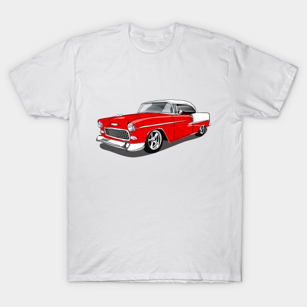 1955 Gypsy Red Chevy Bel Air Print T-Shirt by RPM-ART